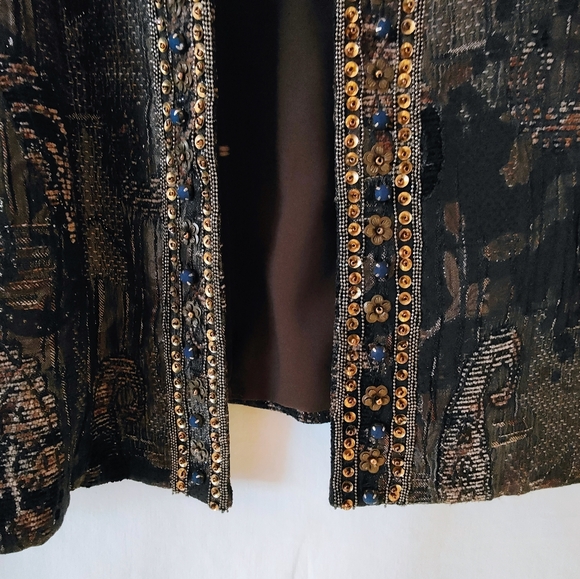 Chico's Black and Gold Embellished Nehru Jacket - Picture 4 of 14